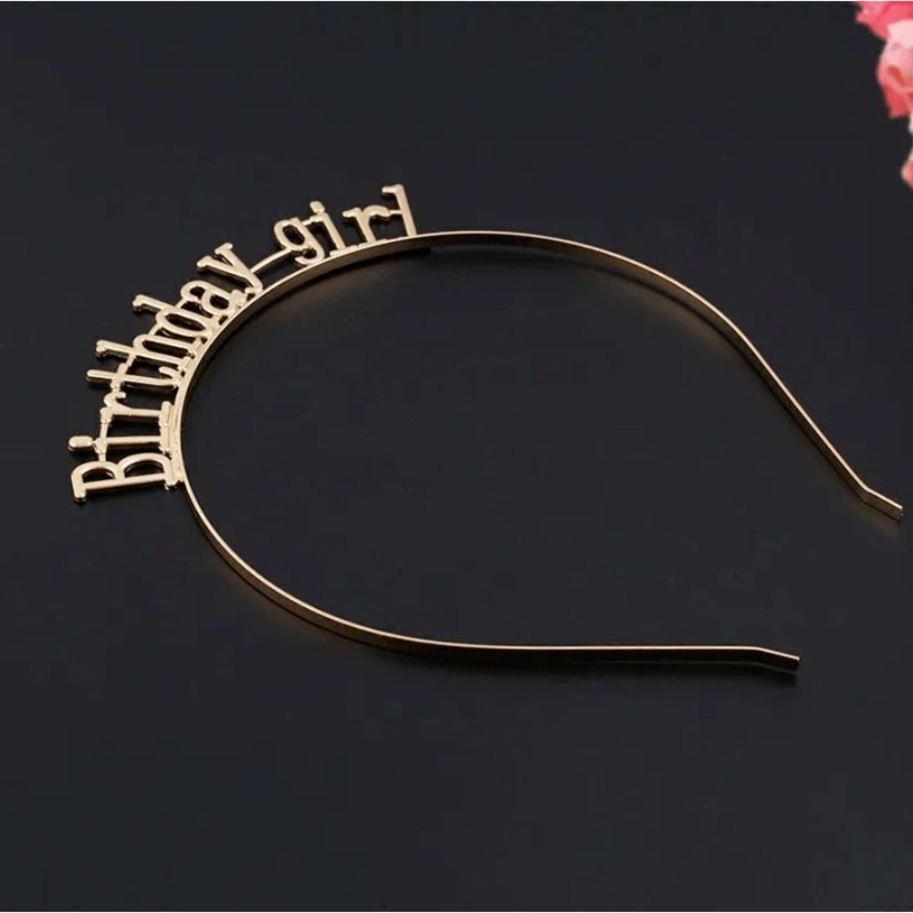Rose Gold "Birthday Girl" Headband Tiara - Picture 3 of 13